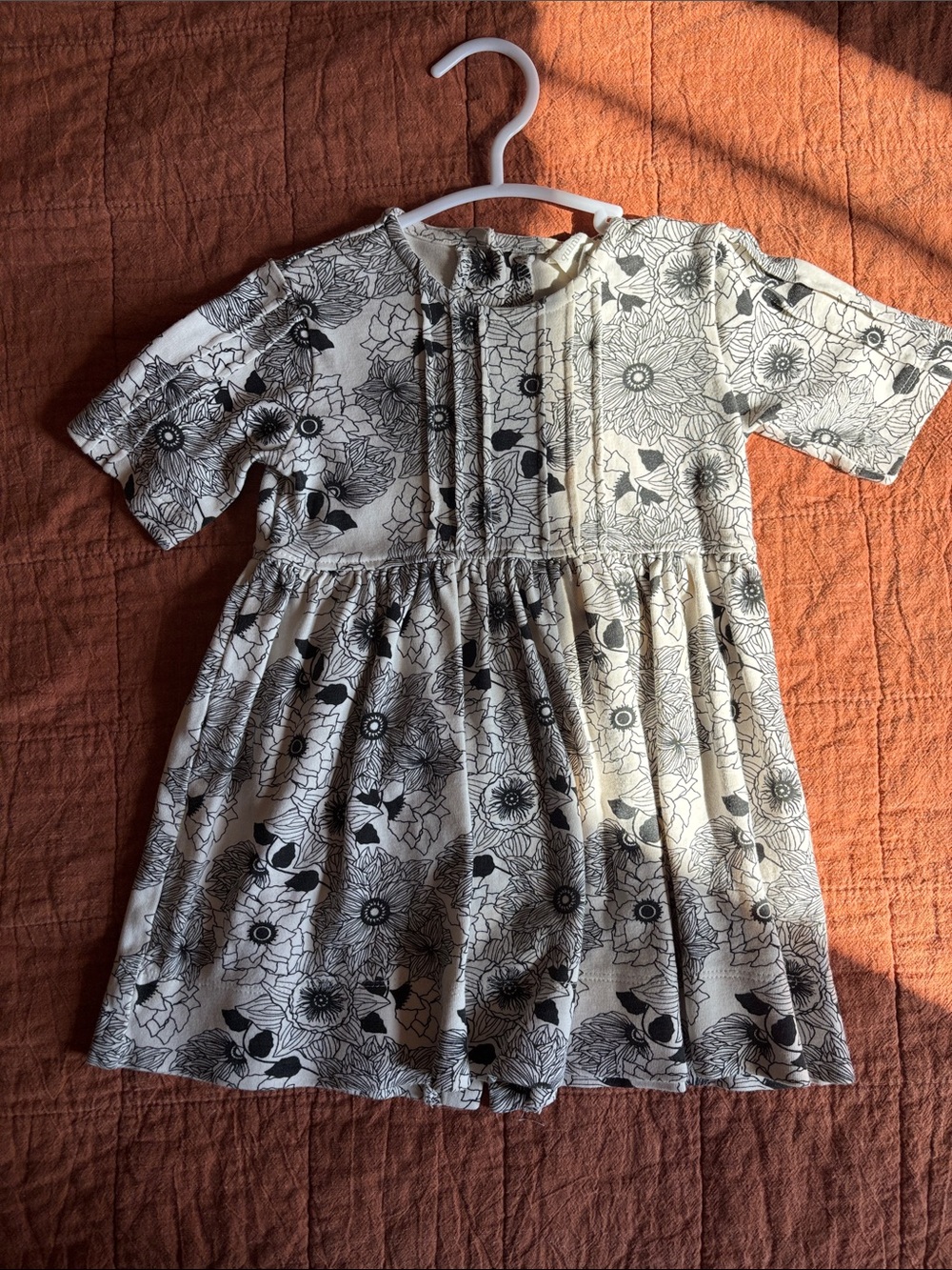 Girls' cream and Black Floral Print Dress - Classic Short Sleeve Kate Quinn